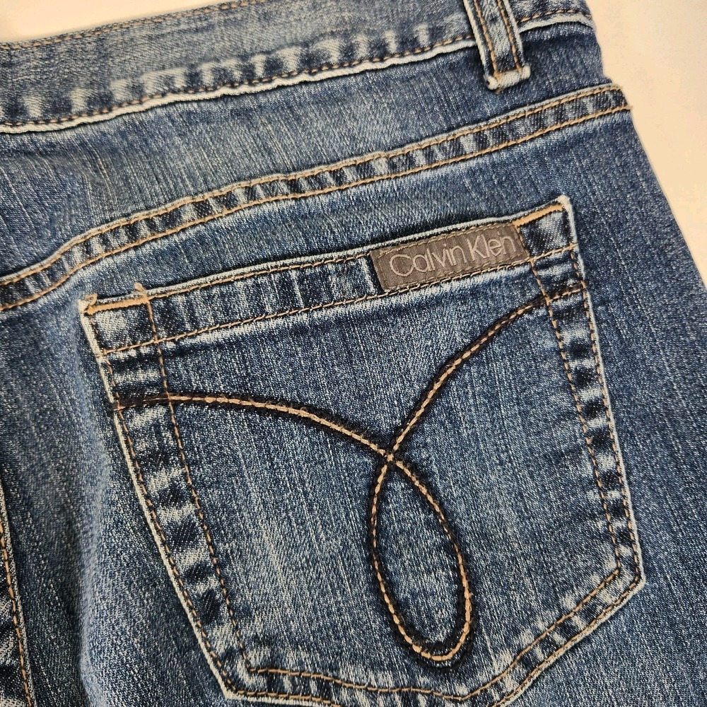 Womens Calvin Klein Jeans Mid Rise Boot Cut Size 30/10 Medium Wash Hemmed to 28" - Picture 6 of 13